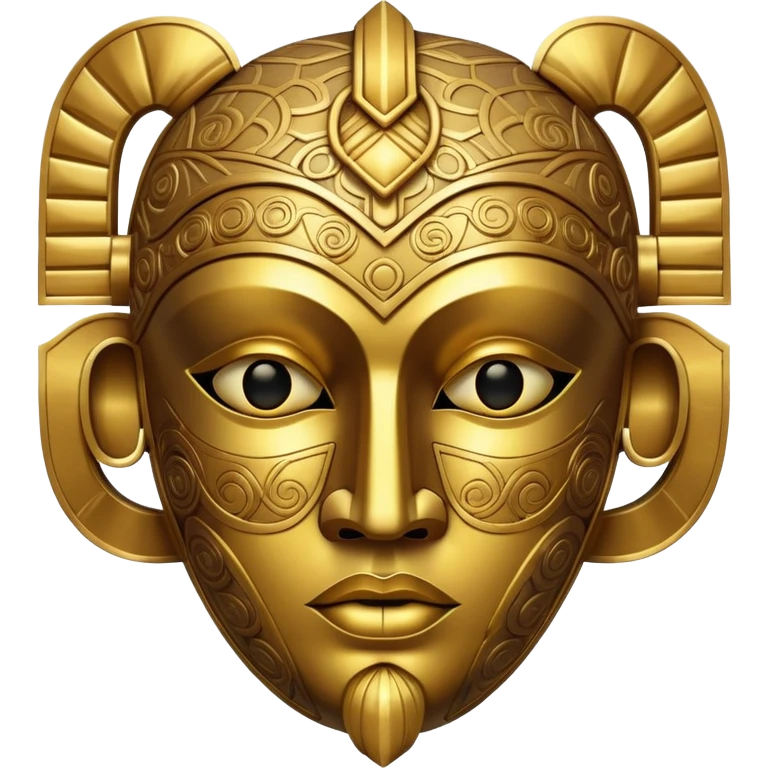 ancient mask, golden, with geometric patterns emoji