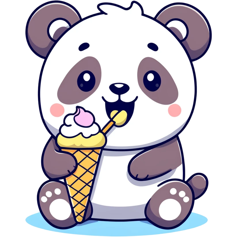 Panda eating ice cream emoji