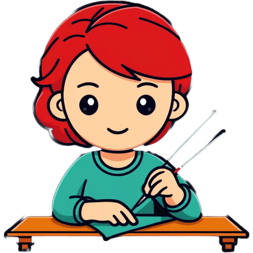 Red head lady stitching  emoji