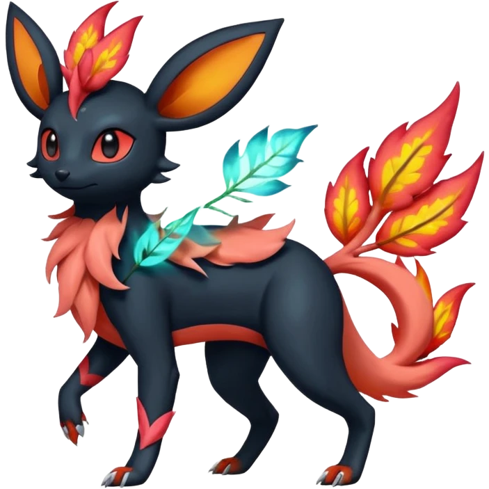 Salandit-Flareon-Bayleaf-Sylveon-Umbreon-fusion-Pokémon-hybrid-creature  emoji
