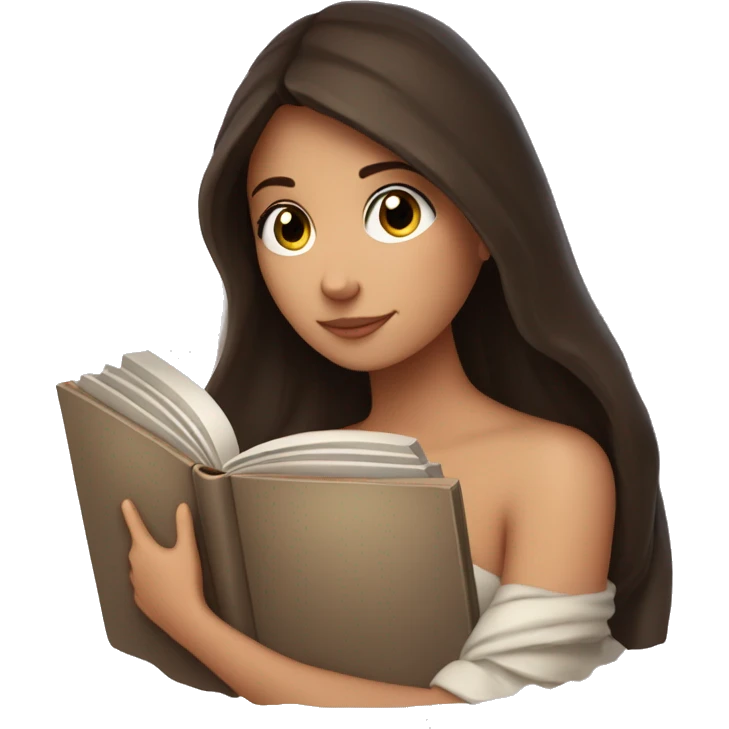 beautiful brunette girl hugging a book under a blanket emoji