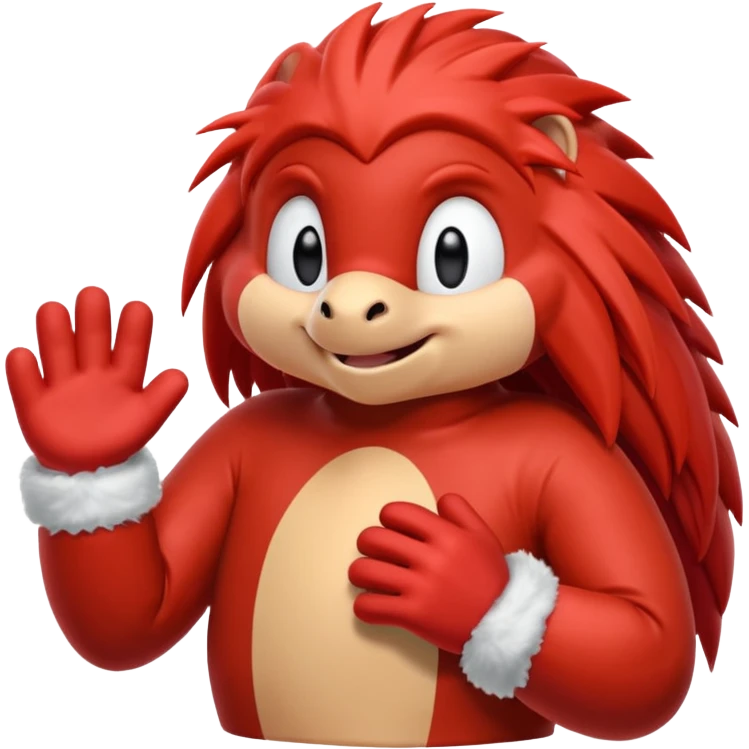Sonic the hedgehogs friend knuckles a red animal with peach arms and white gloves he’s a echidna emoji