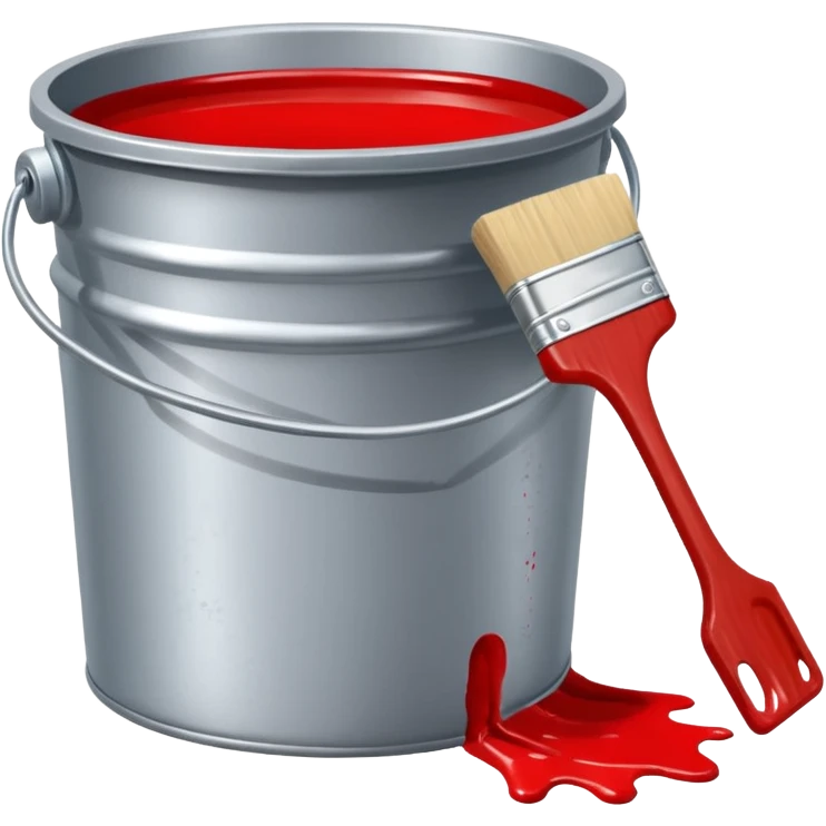 paint bucket, only bucket, spilled paint, red color,with out brush emoji