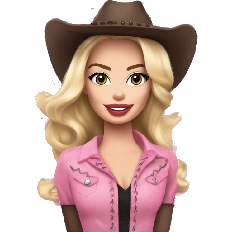 Margot Robbie as Barbie in the cowboy costume  emoji