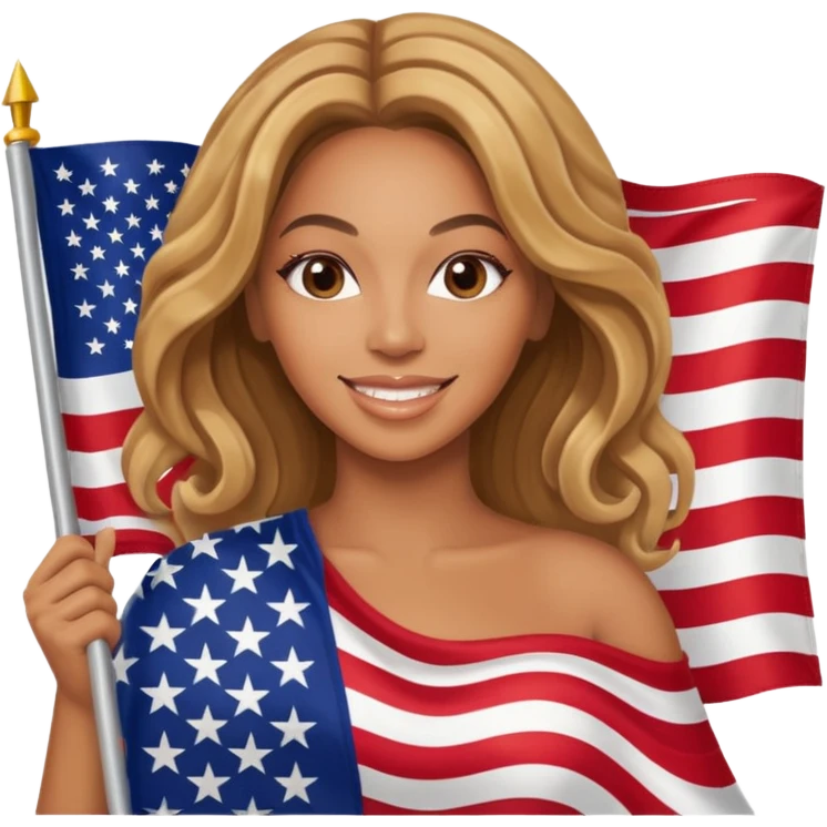 Beyonce with holding  american flag emoji