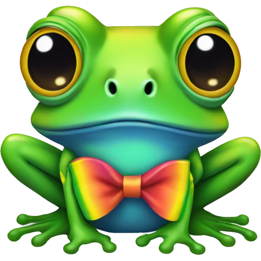 rainbow frog with a bow emoji