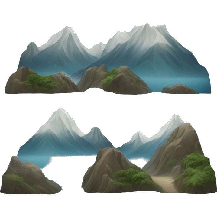 mountains with sea emoji