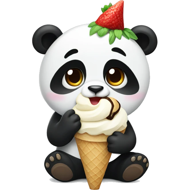 Panda eating ice cream emoji