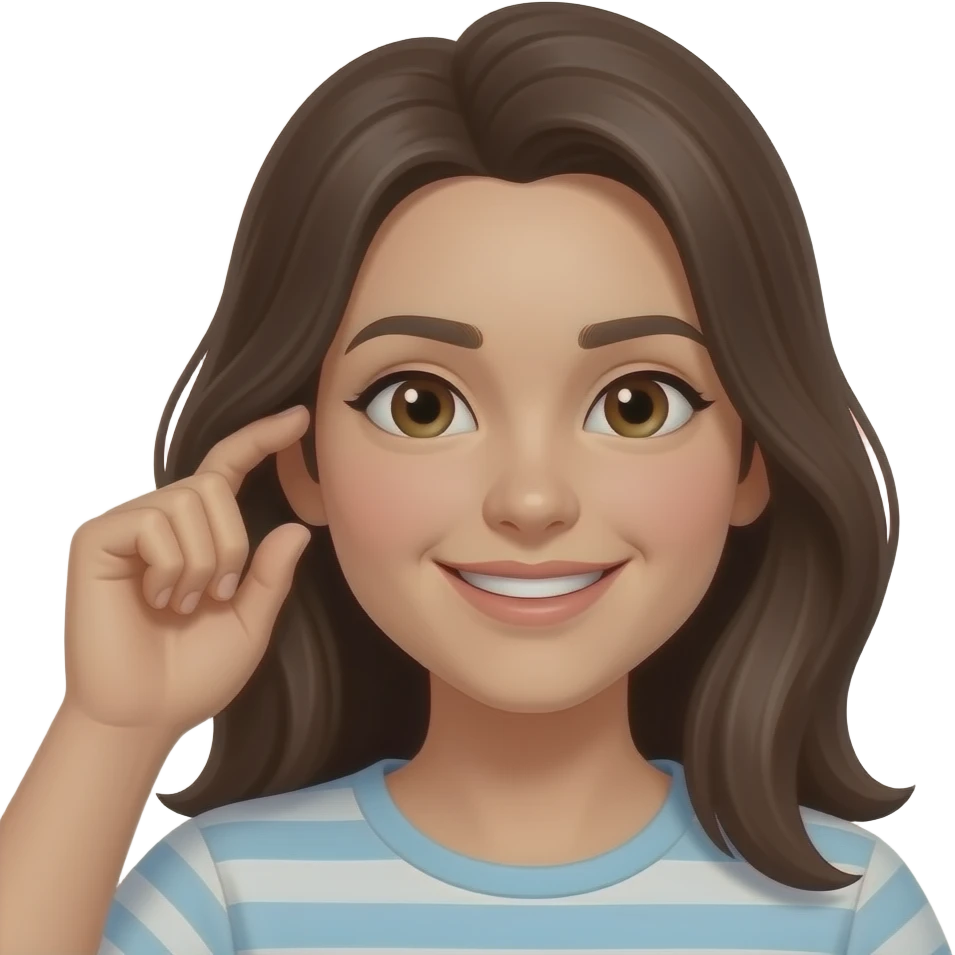 Tucking hair behind ear with a smirk emoji