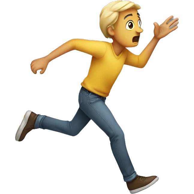 A PERSON RUNNING WITH A WORRIED EXPRESION AND A HAND IN THE AIR TRYING TO REACH SOMETHING emoji