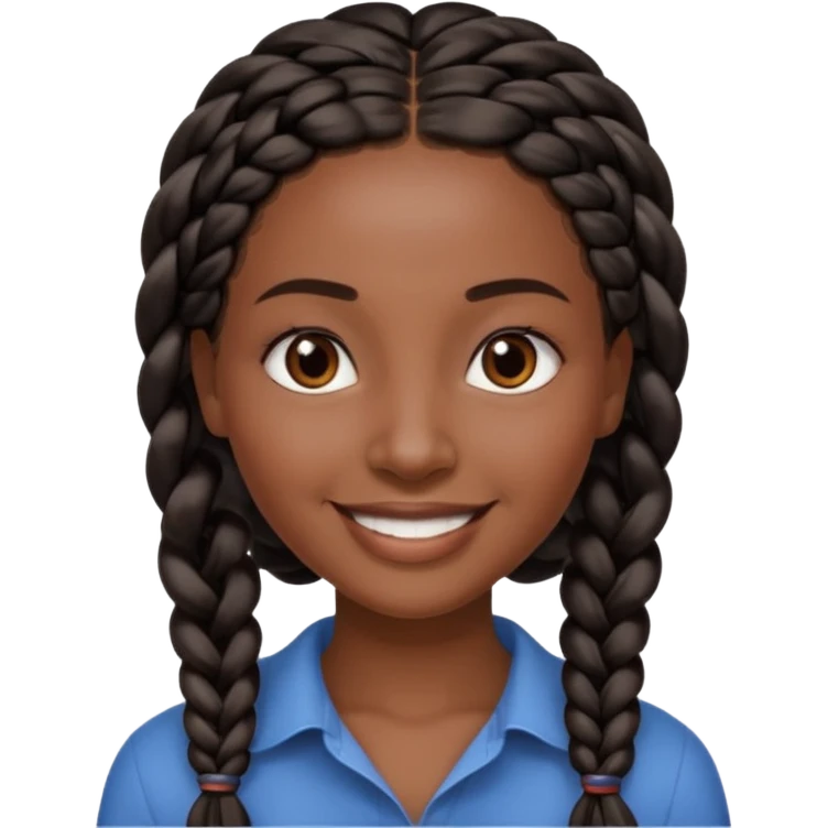 kenyan woman with long, black, braided hair in rows, brown eyes, pretty, round face emoji