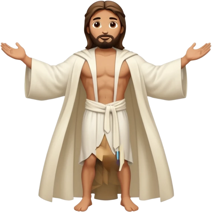 fullbody jesus christ jacked, sleeveless white robe front and backview emoji
