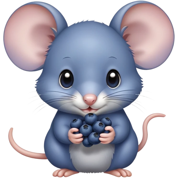 Cute mouse eating blueberries emoji