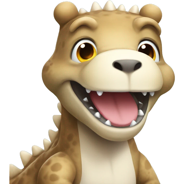 A dino cute as a Teddy bear with white hearts all around emoji