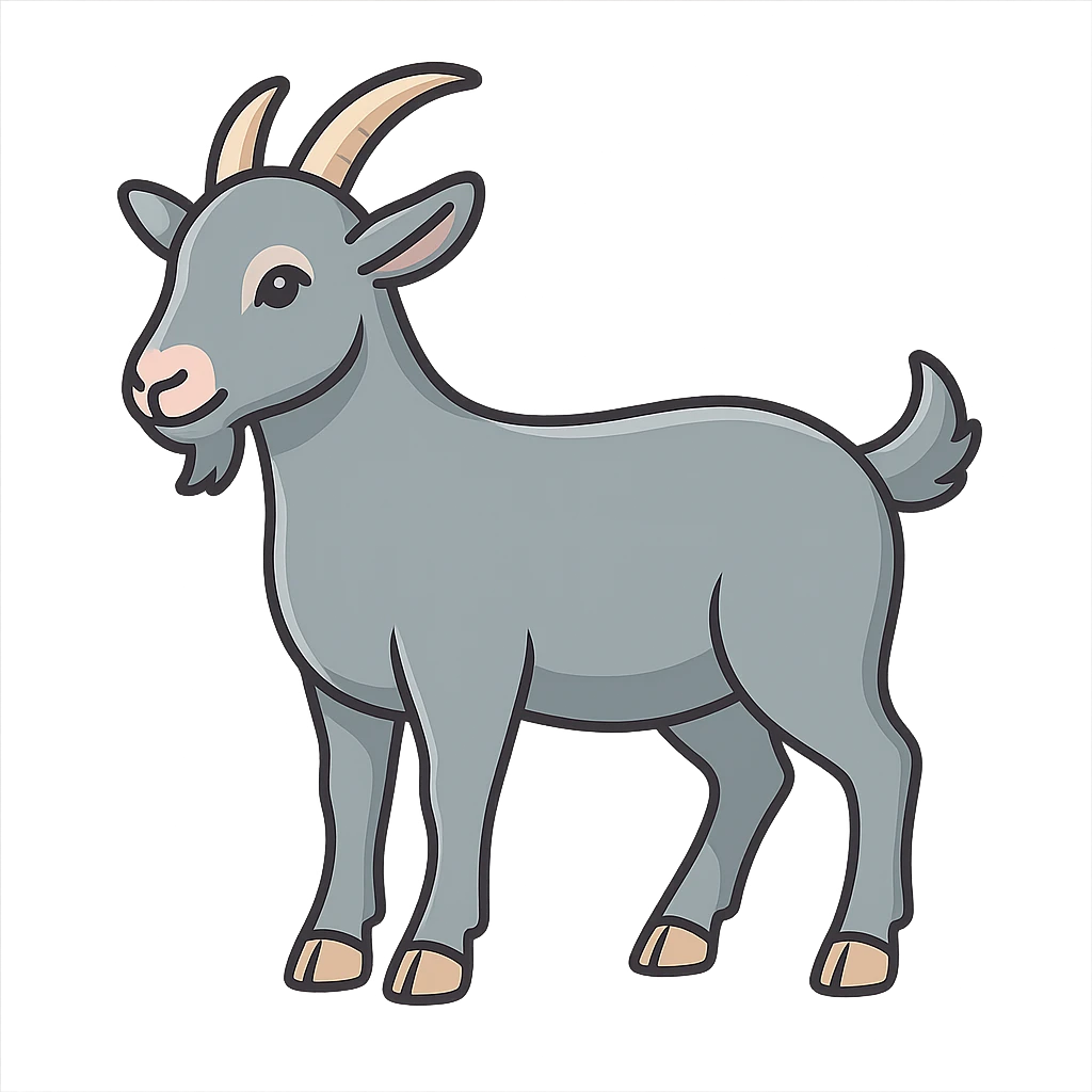 Edit the goat symbol of the year in Feng Shui, Chinese Eastern style with thin clean contours, soft rounded shapes, pastel palette #98B5BC, #B5B3C1, #C9A3C9, #E4C0CA, #F7DCD1, #F7C0AA, detailed shadows and highlights, soft lighting, transparent background, less cute, no decorative elements. Silhouette and appearance as in the reference. emoji