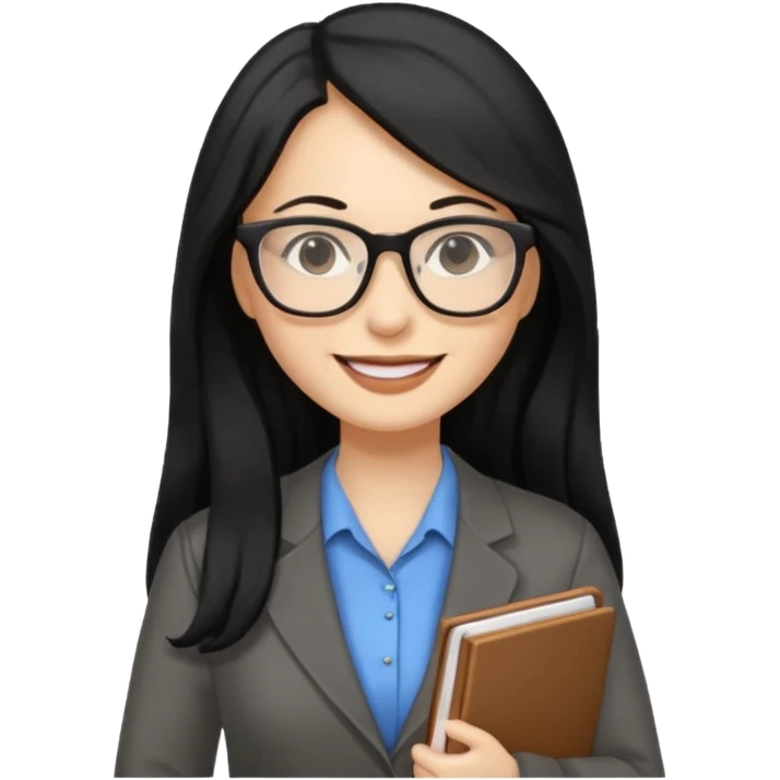 Women, professionals, teachers, black long hair, full body emoji