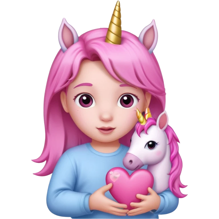 Kalp tutan bebek pembe unicorun emoji