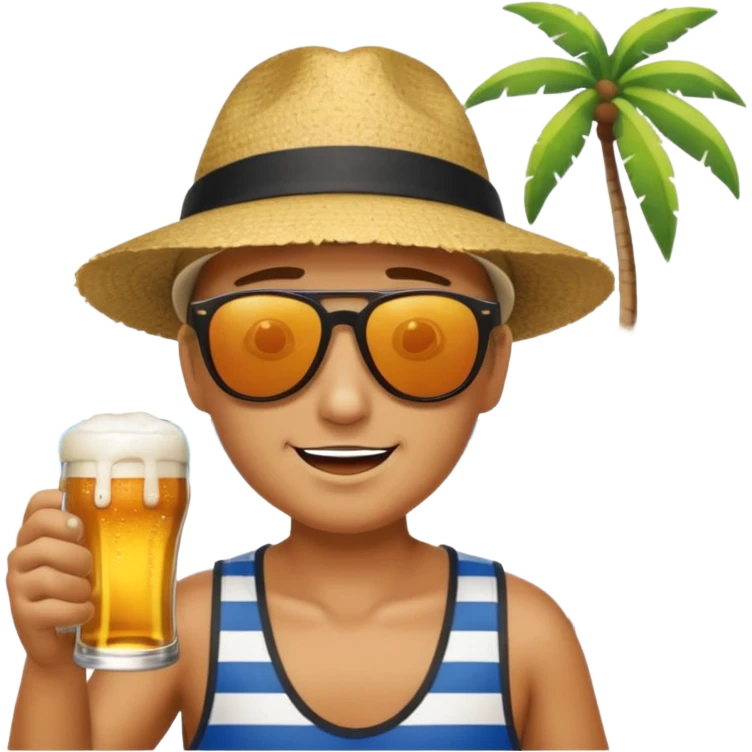 Drinking beer at the beach emoji