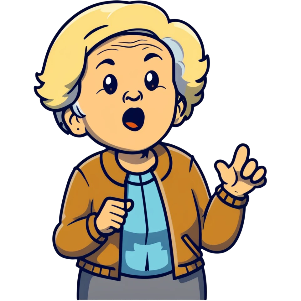 mean Karen, old yelling lady with blonde hair and a jacket emoji