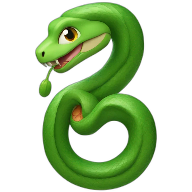 snake wrapping itself around and through the number 4 emoji