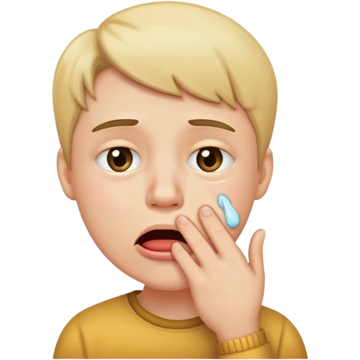 Hand in mouth with a crying face emoji