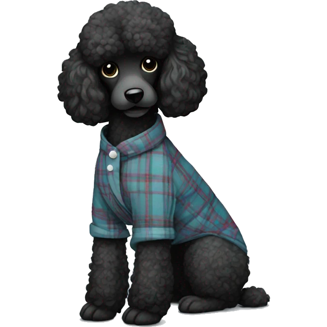 Black poodle in plaid pajamas  emoji