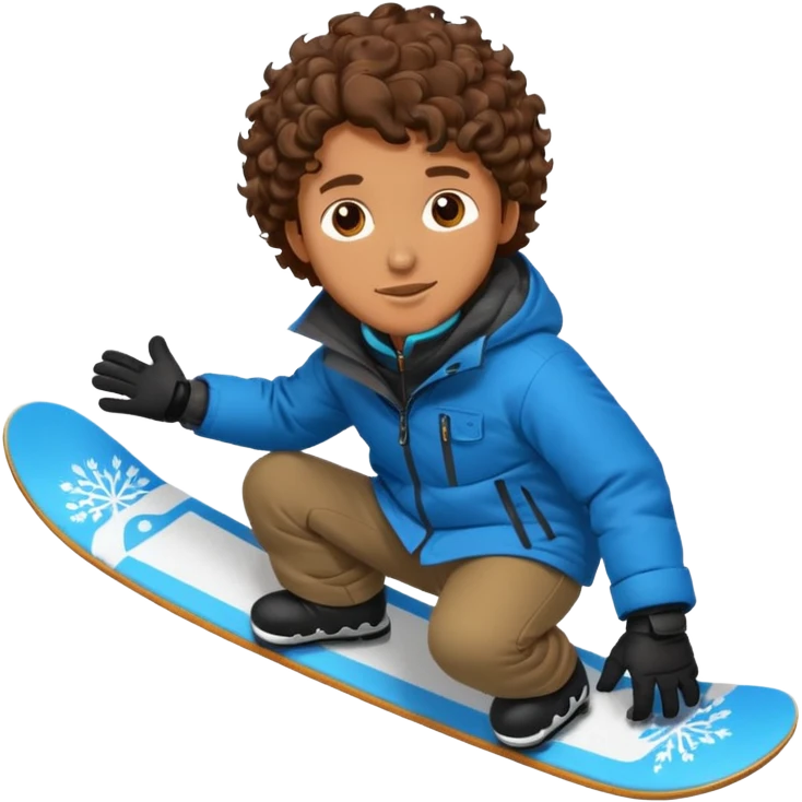 Man with curly hair on a snowboard  emoji