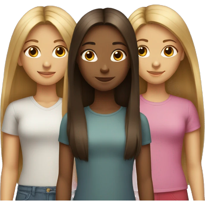 group of three girls with long straight hair emoji