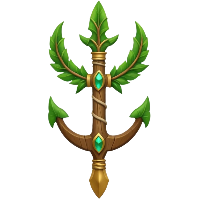 earth elemental trident with leaves emoji