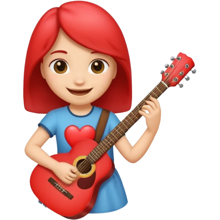 A cute shape Of Heart how is holding a guitar and smile emoji