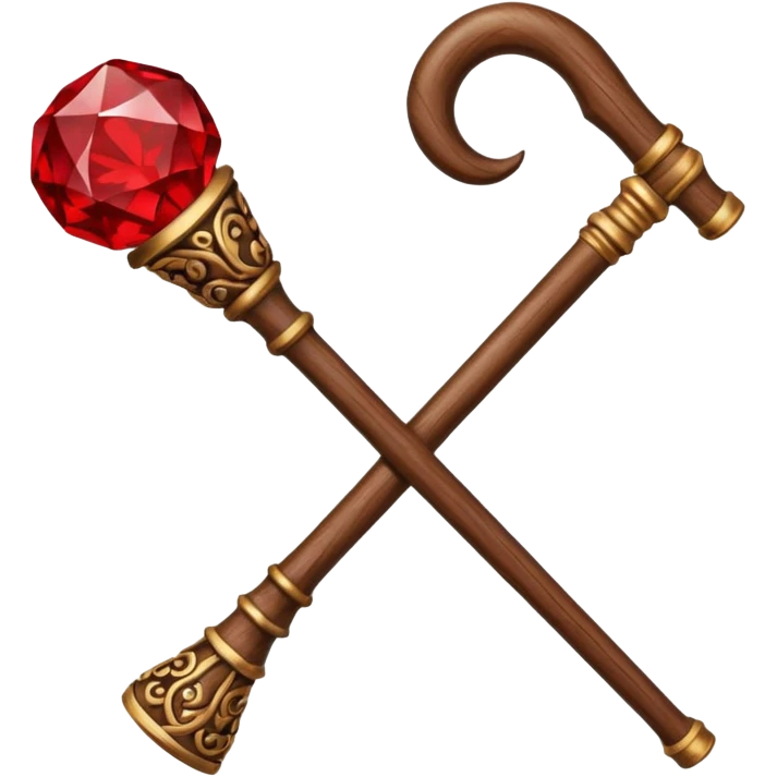 mage cane with red stone emoji