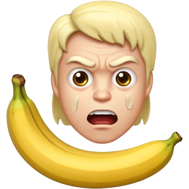 Una persona enojada Que tiene la cara Caliente pero a la vez fría sosteniendo una banana emoji