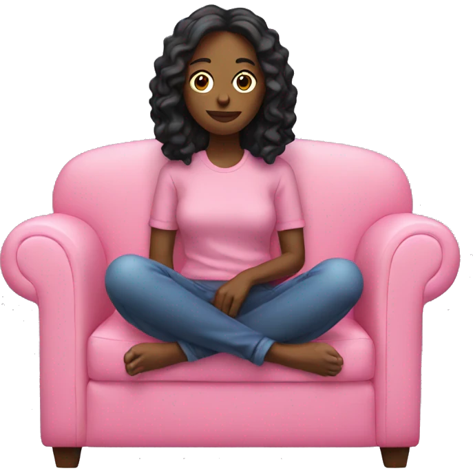 Women sitting in a pink couch  emoji
