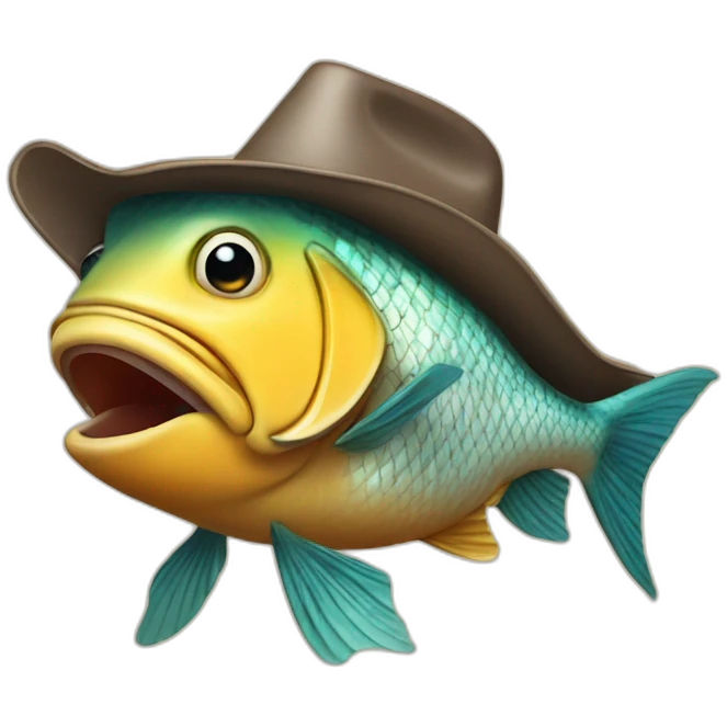 fish with a cowboy hat emoji