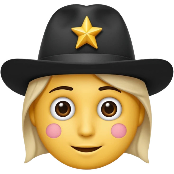 Crie um emoji com um chapéu de palhaço em preto e branco e com estrelinhas na cabeça como se o emoji estivesse tonto emoji