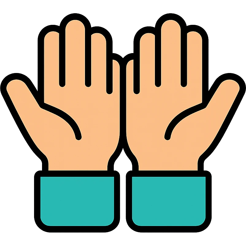 begging hands, palms up, open colored icon emoji