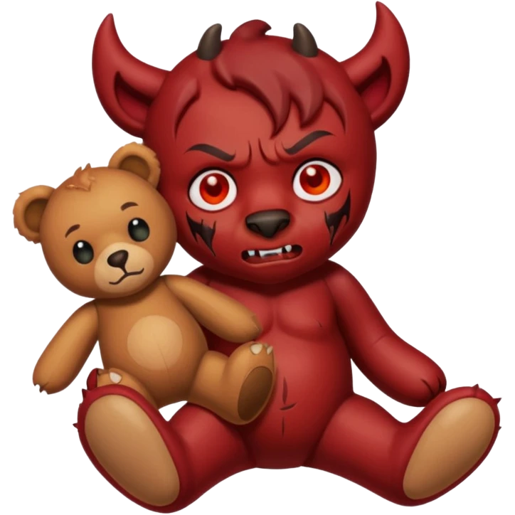 Devil hurting a teddy bear emoji