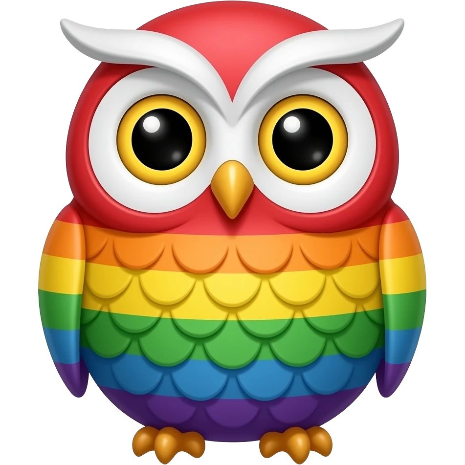 Cartoon owl Rainbow action emoji