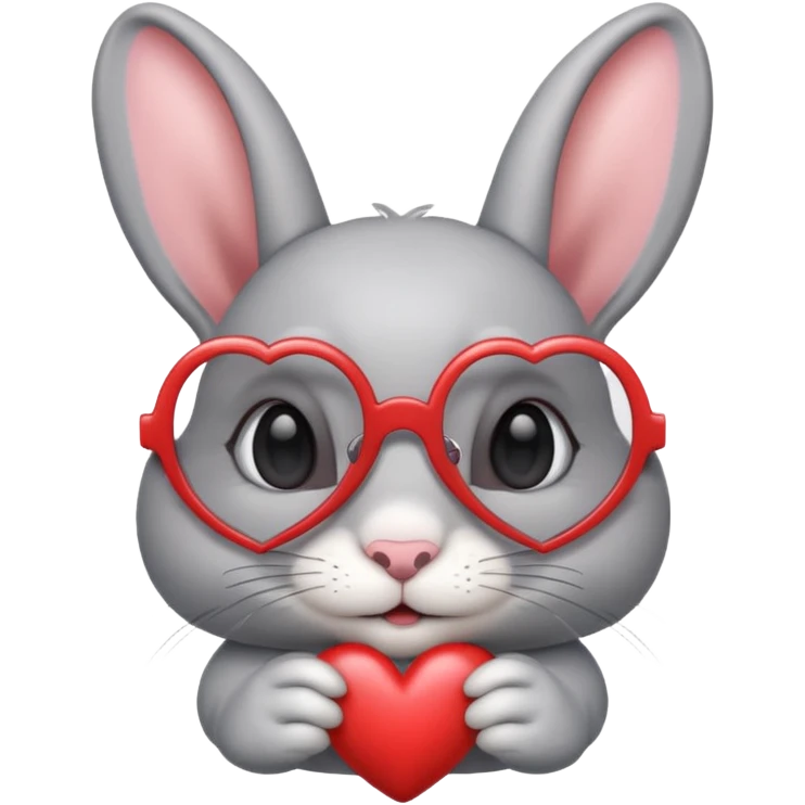 Gray bunny wearing heart-shaped glasses. emoji