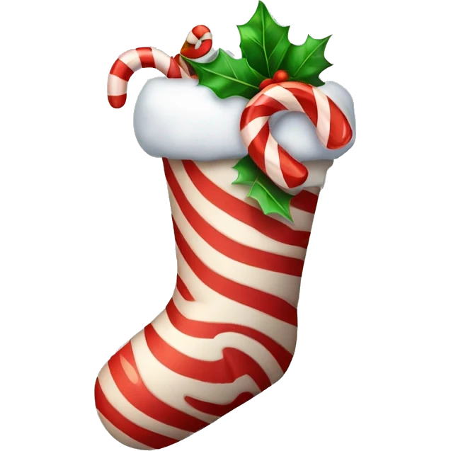 Christmas stocking filled with candy canes emoji