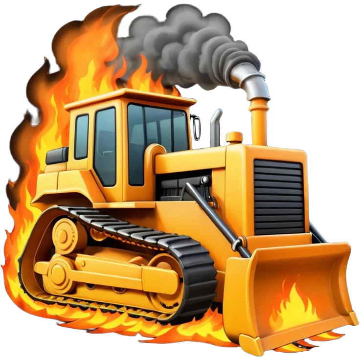 bulldozer on fire emoji