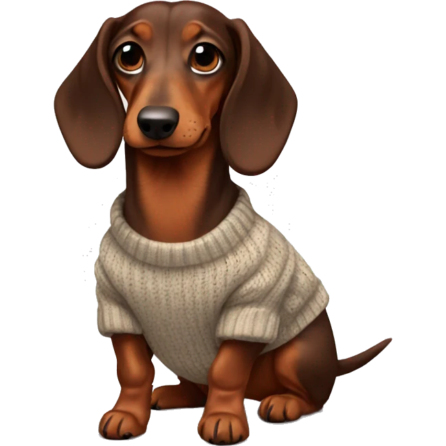 Brown Long-haired dachshund in a sweater emoji