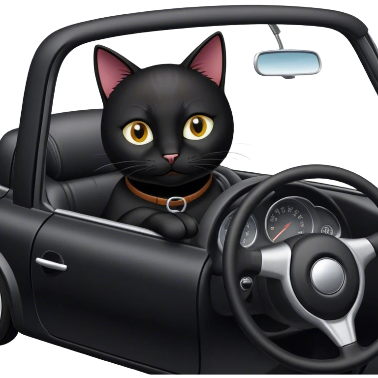 Black cat drive a car emoji