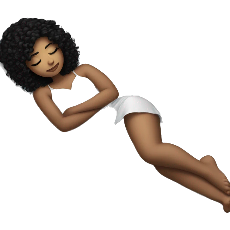 Girl Witz Curly Black Hair in bed to sleep emoji