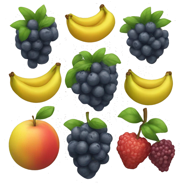 fruits bunched together, at least 7 fruits  emoji