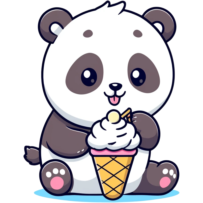 Panda eating ice cream emoji