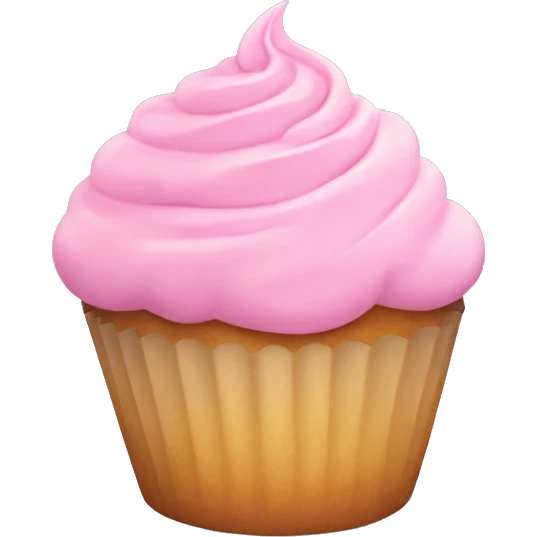 pastel pink cupcake, with colorful frosting emoji