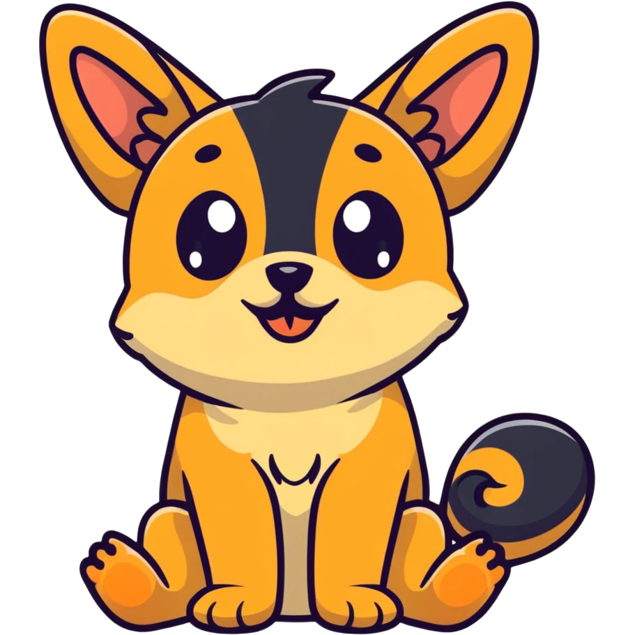 cartoon dog with big eyes begging, sitting with paws up emoji