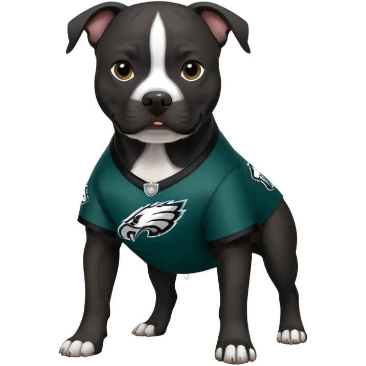 All Black pitbull dog wear Philadelphia eagles  emoji