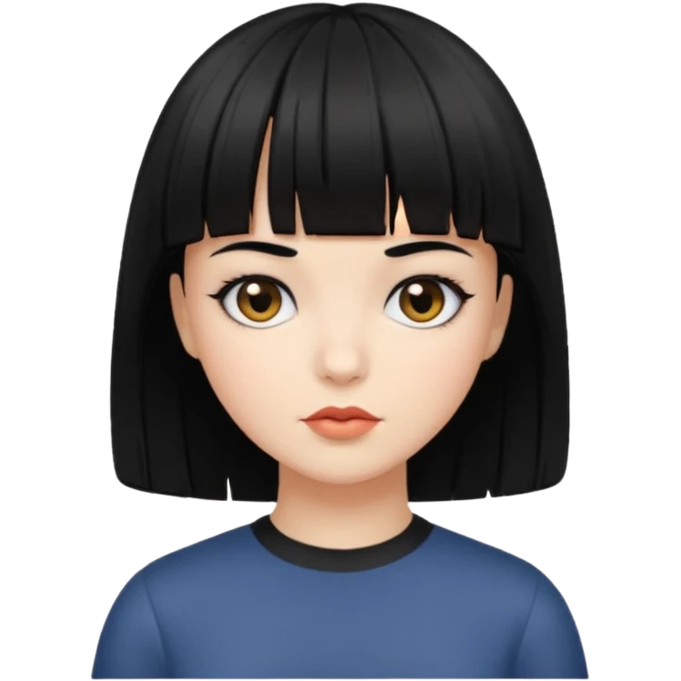 Blackeyes Girl with black bob hair and bang emoji